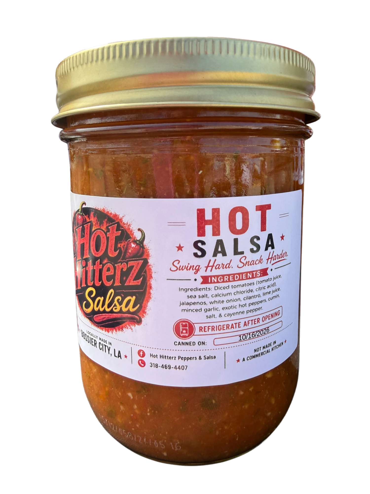 Jar of Hot Hitterz Hot Salsa